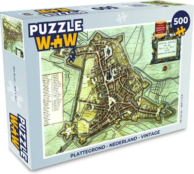 Puzzel Plattegrond - Nederland - Vintage - Legpuzzel - Puzzel 500 stukjes - Stadskaart