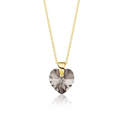Montebello Ketting Amy HG90 - 925 Zilver Verguld - Swarovski Hart - Ø10mm - 45cm