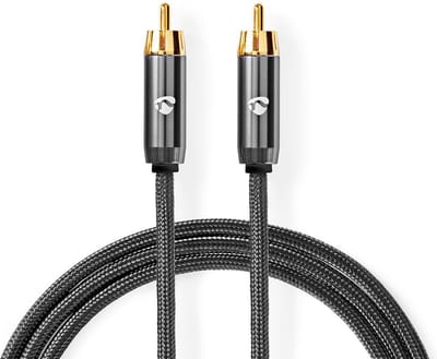 Nedis Subwoofer-Kabel - RCA Male - RCA Male - Verguld - 3.00 m - Rond - 4.5 mm - Antraciet / Gun Metal Grijs - Cover Window Box