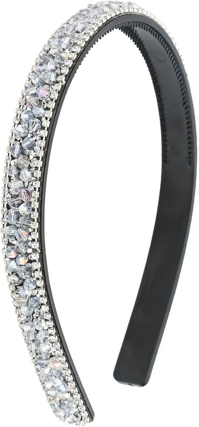 Glanzende Strass Hoofdband Zilver Grijs met Kam - Sprankelend Haaraccessoire Dames