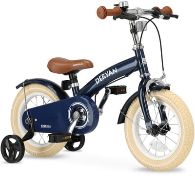 Deryan Luxe Kinderfiets 12 inch - 3 in 1 - loopfiets Blauw