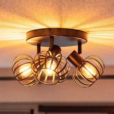 HOFTRONIC - Petal LED Plafondlamp 3 spots - Industriëel Modern - E14 Fitting - Zwart - IP20 - Plafondspot - Kantelbaar & Draaibaar - Voor hal, woonkamer, slaapkamer en zolder - Rond