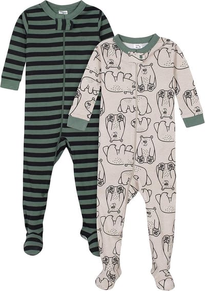 Babypakjes met voetjes 2-pack katoen strakke pasvorm voor jongens