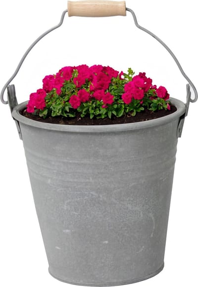 Mega Collections Emmer/plantenpot/bloempot Eddy - zink - zilver - D18 X H18 cm