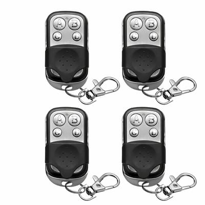 Garagedeur Afstandsbediening 433 MHz – 4 Stuks – Vervangende Handzender – Zelflerend / Kopieerbaar – Geschikt voor Fixed Code – 4 Knoppen – Garagepoort Opener