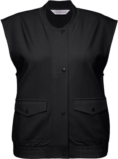 Studio Untold - Dames - Jersey vest kort boxy model verborgen rits - Zwart - Maat 42+