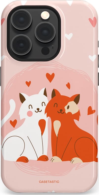 Casetastic Hoesje Geschikt voor Apple iPhone 15 Pro Magsafe - Stijlvolle Beschermende Duo-layer Case - Romantische Katten Liefde
