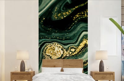 Behang - Fotobehang Marmer - Goud - Glitter - Groen - Marmerlook - Luxe - Breedte 120 cm x hoogte 240 cm