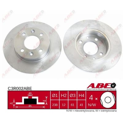 Remschijf ABE C3R002 voorkant, compleet, 1 Stuk