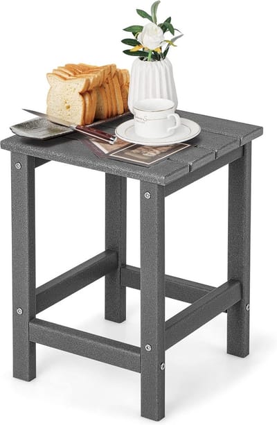 Compacte Vierkante Bijzettafel HDPE - Weerbestendig Tuin- en Balkontafel