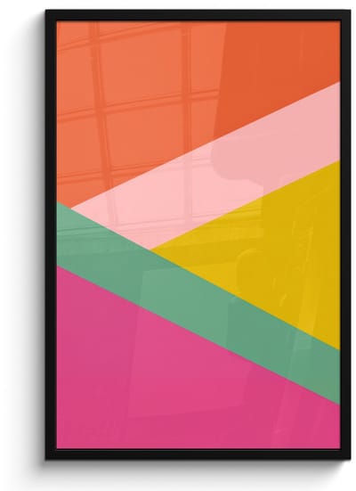 Poster in lijst - Fotolijst 60x90 cm - Posters - Driehoeken - Kleurrijk - Abstract - Posterlijst zwart - Decoratie - Wanddecoratie woonkamer - Muurdecoratie slaapkamer