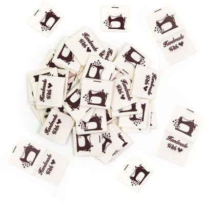 Dailygoody - 200 Stuks Stoffen Etiketten - Kledingetiketten - Decoratieve Etiketten - Beige - Handgenaaide Etiketten - Geschikt voor Doe-Het-Zelf Proj...