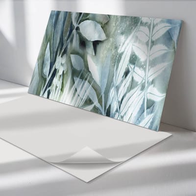 Wallfluent Vinyl Wandpaneel - Aquarel Plantpatronen PVC Muurpaneel - 100 cm x 50 cm - Grijs PVC wandpaneel - 1 stuk - Rechthoekig Wandbekleding Vinyl - Bloemen en planten Wandpaneel - Zelfklevende Wandbekleding - Wandpaneel Keuken en Badkamer