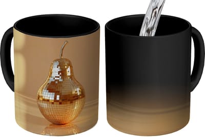 Magische Mok - Foto op Warmte Mokken - Koffiemok - Goud - Disco - Glitter - Peer - Magic Mok - Beker - 350 ML - Theemok