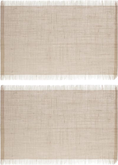 Secret de Gourmet Jute tafel placemat - Set van 4x stuks - beige - 45 x 30 cm - Onderleggers - met rafels