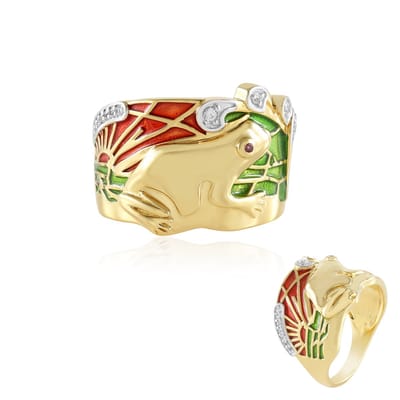 Cavill - Zilveren ring verguld - 925 Sterling Zilver - 0 181 ct Cambodjaanse Zirkoon & Indiase Rhodoliet - Elegant vakmanschap, ronde zetting