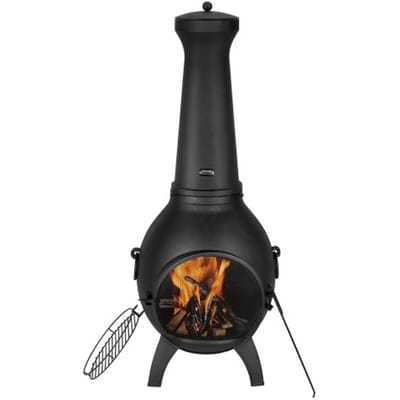 VEVOR Terrasverwarmer, 43x42x112cm Houtkachel, Bolvormige tuinhaard voor grillen en verwarmen, Azteekse oven met grillrooster, schoorsteenmantel en schoorsteenkap, voor terras, tuin, achtertuin