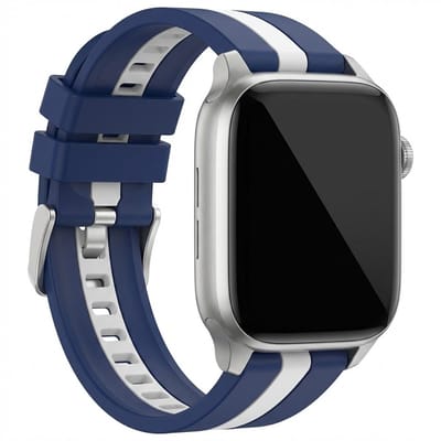 Blauw wit silicone horlogebandje 22 mm Geschikt voor serie samsung galaxy watch 3 (45 mm) / Galaxy Watch 46 mm voor dames en heren – verwisselbare smartwatch band met tweekleurig ontwerp en metalen gesp als vervangend horlogebandje