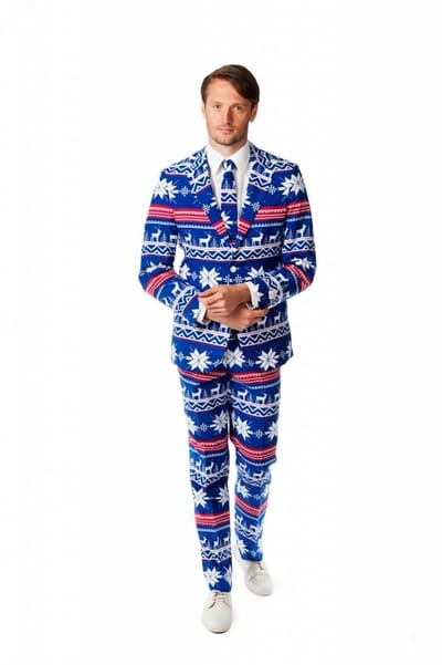 OppoSuits The Rudolph - Heren Kerst Kostuum - Blauw - Kerstpak - Kerst - Maat 50