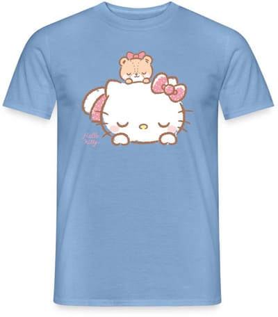 Hello Kitty Met Teddy Op Haar Rug T-Shirt Heren