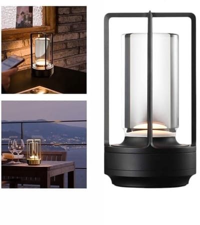 Draadloze Tafellamp LED – Oplaadbaar & Dimbaar – Luxe Sfeerverlichting voor Binnen & Buiten – Warm Licht – Zwart