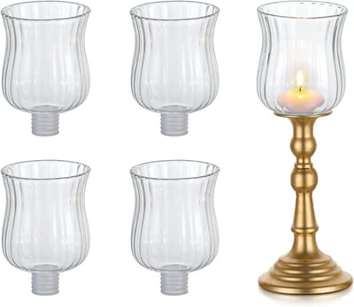 Set van 5 Teelicht Houder Glazen met Rubber Ring voor Kandelaar - Duidelijke Theelichthouders voor Chandelier en Decoratie