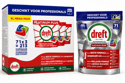 Dreft Professional Platinum Plus All-in-One Vaatwascapsules 3 x 71 Stuks - 213 Capsules - XL Mega Pack