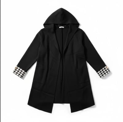Zwarte damesjas/vest met capuchon - Black