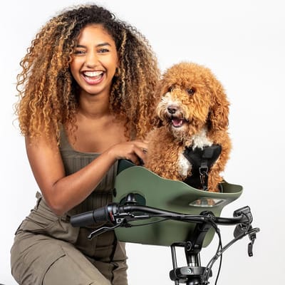 Fietsmand voor honden - Hondenmand fiets - Samen fietsen - Bekroond ontwerp - Tot 12kg - Forest Green