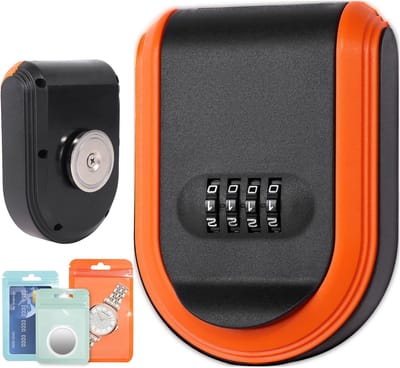 3-pack combinatie sleutelkast - Magnetische sleutelhanger onder de auto met combinatieslot - Waterdichte verborgen sleutelkast voor buiten - Sterke magnetische sleutelkast voor de auto - Oranje - Sleutelopbergdoos voor in de deur
