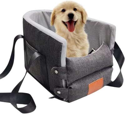Huisdier Autostoel - Verhoogd Zitje - Veilig Reizen - Afneembaar en Wasbaar - 38 x 25 cm - Grijs