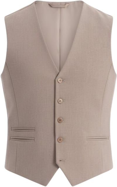OMBRE Gilet - Slim Fit - Knopen - Effen Beige XXL
