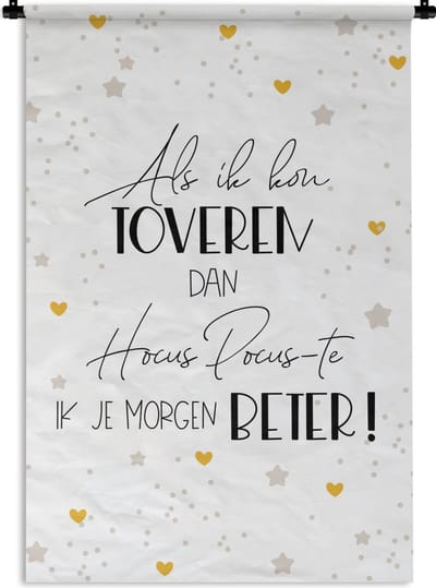 Wandkleed - Wanddoek - Beterschap - Spreuken - Hart - Hocus pocus - 120x180 cm - Wandtapijt