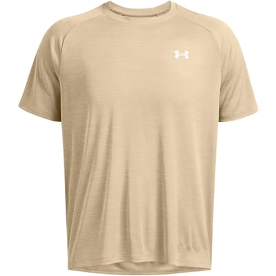 Under Armour UA Tech TextuRood SS Heren Sportshirt - Khaki - Wit