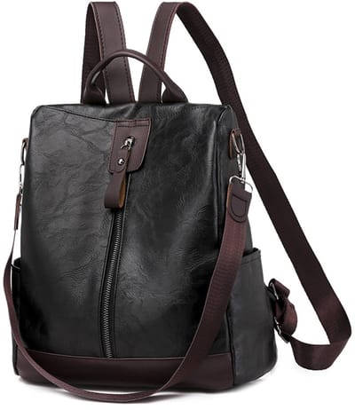 Dames Rugzak Zwart - Waterdichte Anti Diefstal Rugtas - Stijlvolle Casual Tas voor School Werk en Shopping - Duurzame Leren Look Backpack - Multifunctionele Dagrugzak