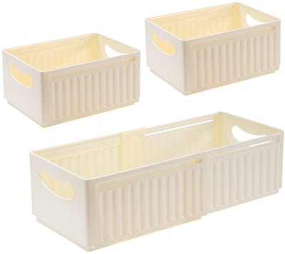 Dailygoods- Opbergdoos Set van 3 - Kunststof - Organizer - Opbergmanden - Handvat - 47,5 x 28 x 20 cm - BPA-vrij - Opbergmand