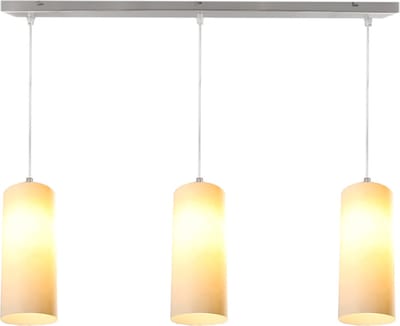 Olucia - HATICE - Hanglamp - Chroom / Wit - 3L - Geschikt voor Woonkamer/Slaapkamer/Kantoor/Horeca/Eettafel - Vorm: Rechthoek