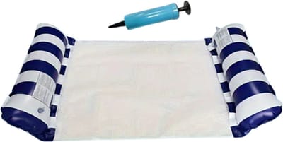 Nivard Luxe Waterhangmat - Luchtbed Zwembad - Luchtmatras Opblaasbaar - Water Hangmat - Aqua Lounge - Donkerblauw XL + Pomp