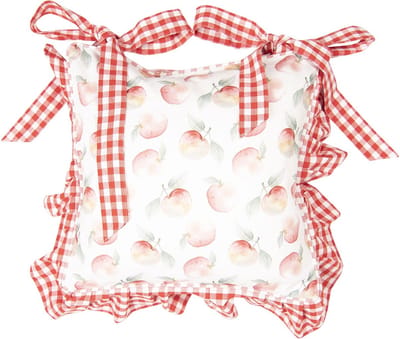 Clayre & Eef Kussenhoes Stoelkussen 40x40 cm Wit Rood Katoen Appels