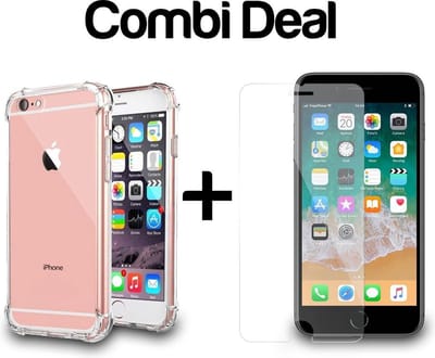 iPhone 6/6s | TPU Silicone Hoesje Bumper Case Transparant Shockproof + Tempered Glass Screenprotector | Smartphonica