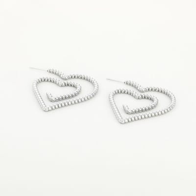 Grote hartjes oorbellen zilver- Moederdag- Valentijn- Trendy- Stainless steel en nikkelvrij- Nieuw in
