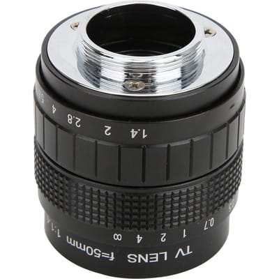 50mm F1.4 C-Mount Lens Gebruikt met Adapterring voor Canon Mirrorless Camera Zwart zwart