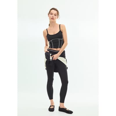Stradivarius Cropped top met pipingdetails  Zwart XS