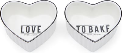 Riviera Maison Love To Bake Bowl 2 pcs - Porselein - Wit - 8.5x7.5x4.0 cm