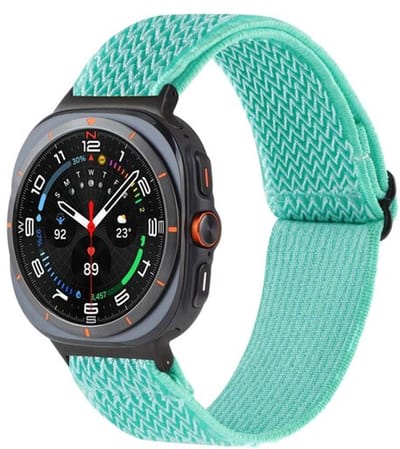 By Qubix - smartwatch bandje - Compatible Samsung bandje - Elastische solo loop nylon bandje - Turquoise - Geschikt voor Samsung Galaxy Watch 9 (40/44mm) - Watch 8 (40/44mm) - Watch 8 Classic (46mm)