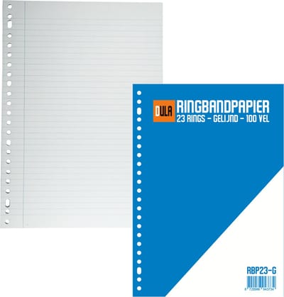 DULA Ringbandpapier A4 - 23 rings - Gelinieerd - 70 grams - 100 vel - Lijntjespapier