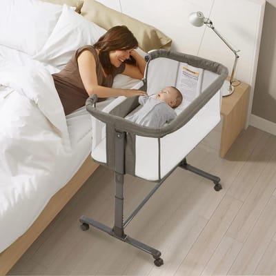 Babywieg 3-in-1 - Co-sleeper Reiswieg - Baby Comfort - Inklapbaar Verstelbaar - 53 x 90 x 83 cm - Grijs