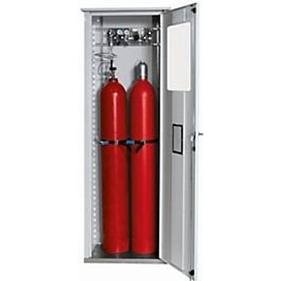Gasflessenkast G-OD Standaard, dubbele deur, vaste glasuitsparing, 2x 50 l cilinders, B 706 x D 400 x H 2149 mm