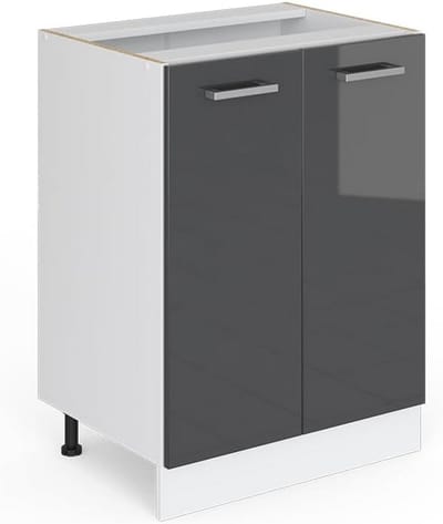 Onderkast Keuken 60 cm R-Line Antraciet Hoogglans met Witte Basis