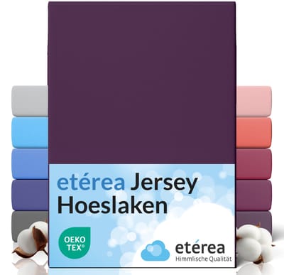 etérea Jersey Hoeslaken 90x200 - 100x200 cm Oekotex Made in Green - 100% katoen - Pruim